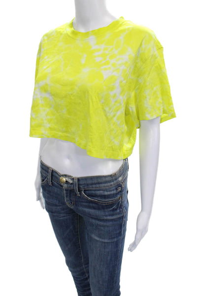 Lululemon Womens Cropped T-Shirt Yellow Tie Dye Crewneck Short Sleeve Size 6