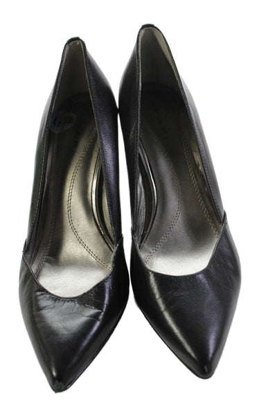 Tahari Womens Leather Pointed Toe Slip On Heels Pumps Black Size 6.5M