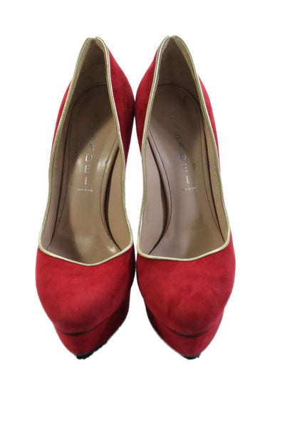 Casadei Womens Suede Platform Stiletto Ultra High Heels Red Size 6.5