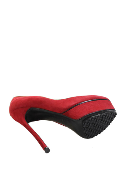 Casadei Womens Suede Platform Stiletto Ultra High Heels Red Size 6.5
