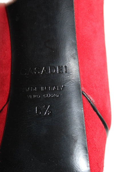 Casadei Womens Suede Platform Stiletto Ultra High Heels Red Size 6.5