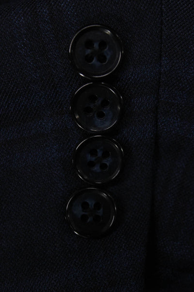 NHP Mens Blue Plaid Polyester Blazer Size 38