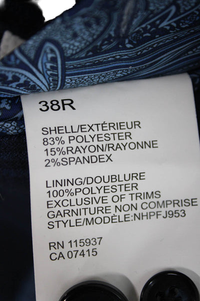 NHP Mens Blue Plaid Polyester Blazer Size 38