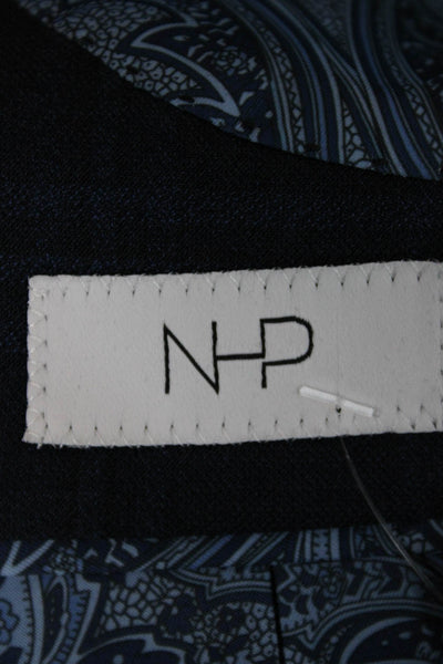 NHP Mens Blue Plaid Polyester Blazer Size 38