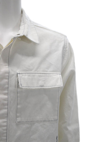 Ksubi Mens Basic Jacket Button Up White Cotton Collared Long Sleeve Size S