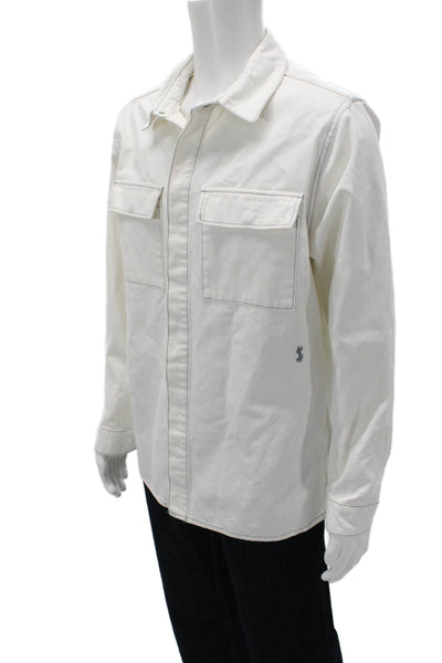 Ksubi Mens Basic Jacket Button Up White Cotton Collared Long Sleeve Size S
