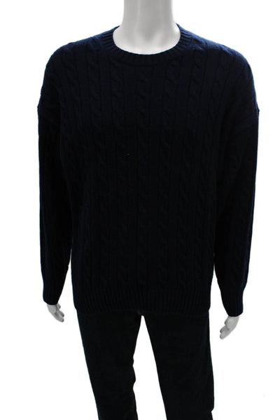 Sunday Best Women Wool Pullover Sweater Blue Crew Neck Long Sleeve Size M