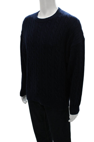 Sunday Best Women Wool Pullover Sweater Blue Crew Neck Long Sleeve Size M