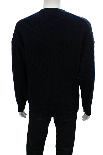 Sunday Best Women Wool Pullover Sweater Blue Crew Neck Long Sleeve Size M