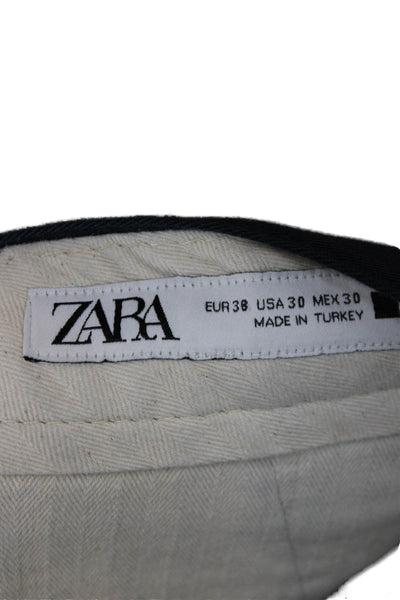 Zara Men Ankle Pants Blue Cotton Button Size 30