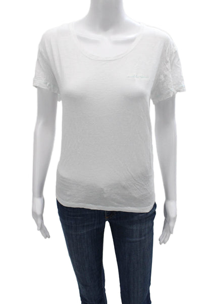Vineyard Vines Women Basic White Cotton Scoop Neck Short Sleeve T-Shirt Size S