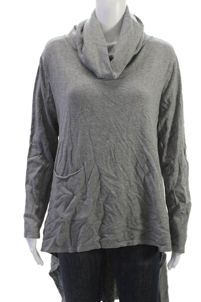 M Made In Italy Women Tunic Gray Viscose Cowl Neck Long Sleeve Pullover Size XS