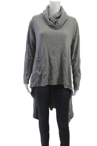 M Made In Italy Women Tunic Gray Viscose Cowl Neck Long Sleeve Pullover Size S