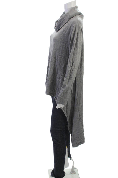 M Made In Italy Women Tunic Gray Viscose Cowl Neck Long Sleeve Pullover Size S