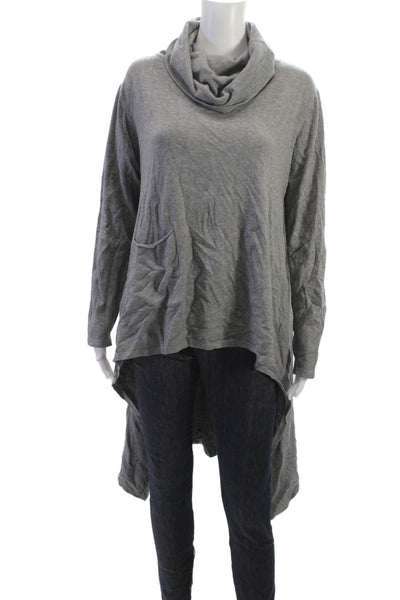 M Made In Italy Women Tunic Cowl Neck Long Sleeve Pullover Viscose Gray Size M