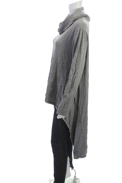 M Made In Italy Women Tunic Cowl Neck Long Sleeve Pullover Viscose Gray Size M