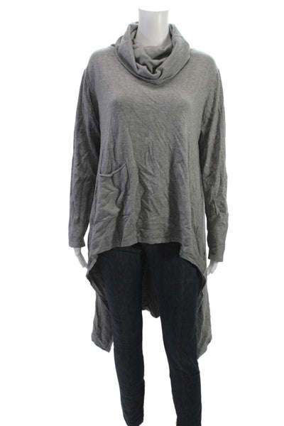 M Made In Italy Womens Viscose Cowl Neck Tunic Gray Long Sleeve Pullover Size L