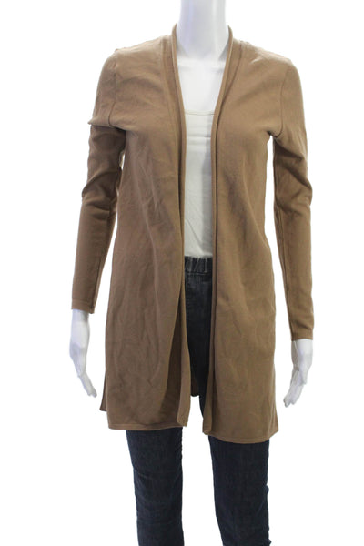 Biana Womens Cardigan Brown Viscose Solid Round Neck Long Sleeve Size S