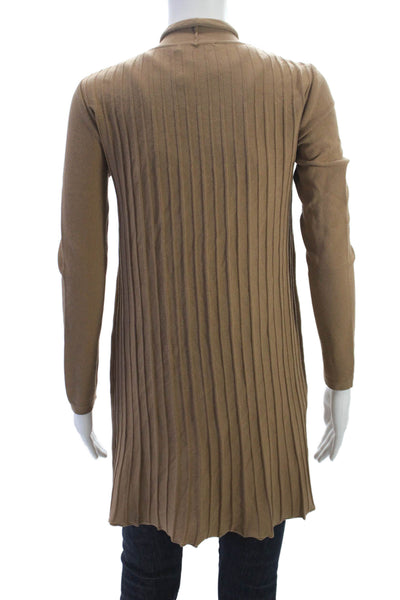 Biana Womens Cardigan Brown Viscose Solid Round Neck Long Sleeve Size S