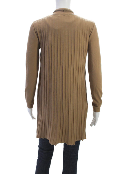 Biana Womens Brown Viscose Cardigan Long Sleeve Round Neck Size L