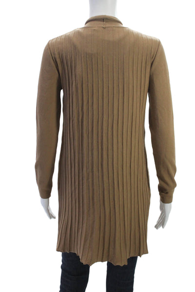 Biana Women Cardigan V Neck Long Sleeve Brown Viscose Sweater Size M