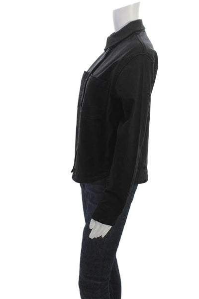 Renuar Womens Military Jacket Black Button Long Sleeve Cotton Size S