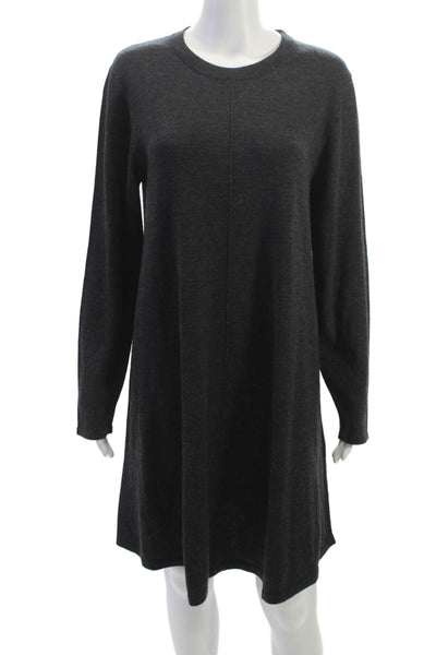 Repeat Women Sweater Dress Gray 100% Wool Long Sleeve Crew Neck Size XL