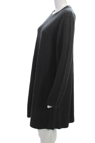 Repeat Women Sweater Dress Gray 100% Wool Long Sleeve Crew Neck Size XL