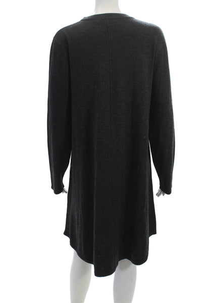 Repeat Women Sweater Dress Gray 100% Wool Long Sleeve Crew Neck Size XL