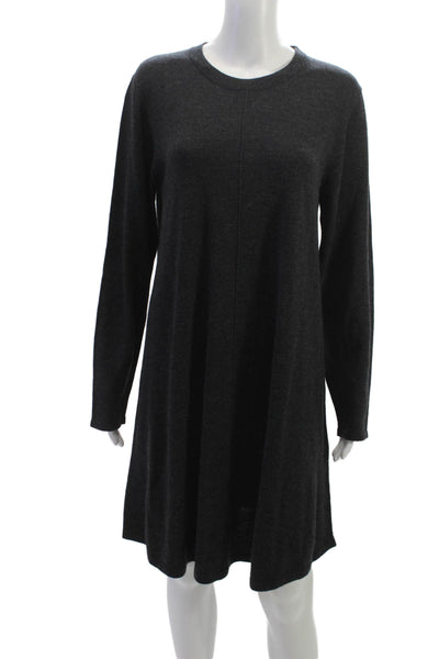 Repeat Womens Gray Wool Sweater Dress Long Sleeve Crew Neck Above Knee Size L