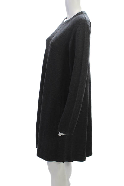 Repeat Womens Gray Wool Sweater Dress Long Sleeve Crew Neck Above Knee Size L