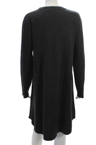 Repeat Womens Gray Wool Sweater Dress Long Sleeve Crew Neck Above Knee Size L