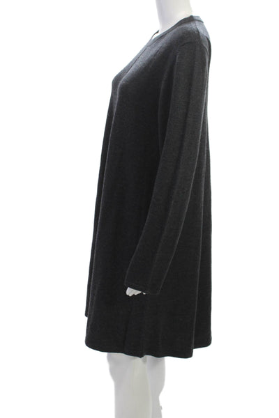 Repeat Womens Sweater Dress Gray Merino Wool Long Sleeve Crew Neck Mini Size L