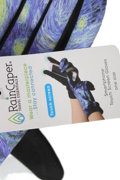 Rain Caper Womens Smartphone Touch Screen Printed Gloves Blue Black Size OS