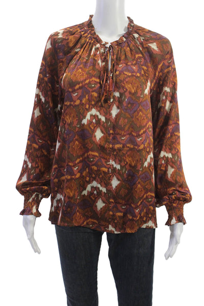 Pinch Womens Multicolor Geometric Tunic Blouse High Neck Longsleeve Size M