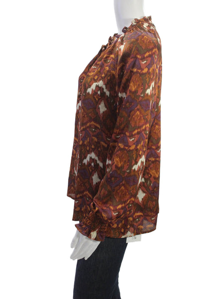 Pinch Womens Multicolor Geometric Tunic Blouse High Neck Longsleeve Size M