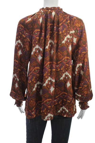 Pinch Womens Multicolor Geometric Tunic Blouse High Neck Longsleeve Size M