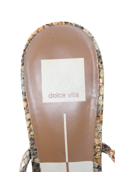 Dolce Vita Womens Snakeskin Print Square Toe Heels Brown Size 8.5