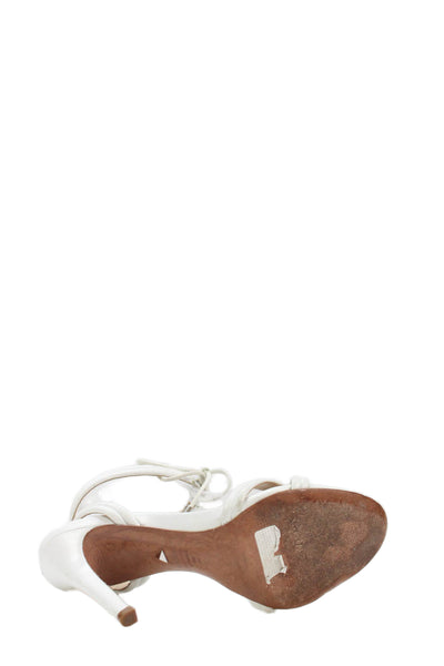 Schutz Womens Leather Crossed Strap Detail Heels White Size 9