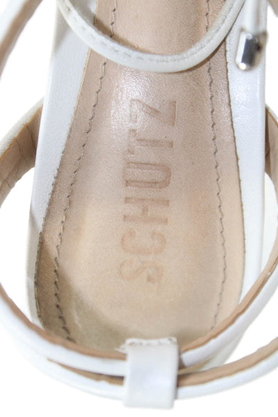 Schutz Womens Leather Crossed Strap Detail Heels White Size 9