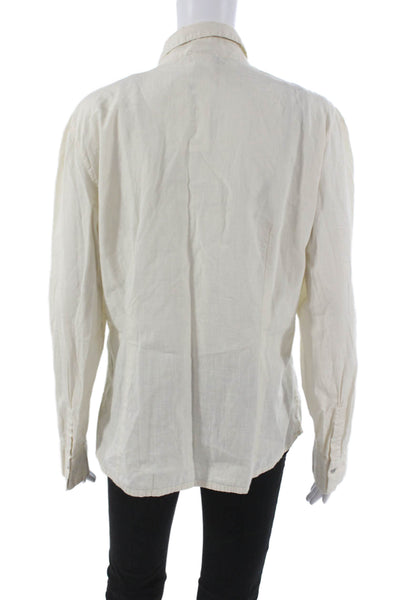 The North Face Womens Ivory Cotton Collared Long Sleeve Button-Up Basic Size XL