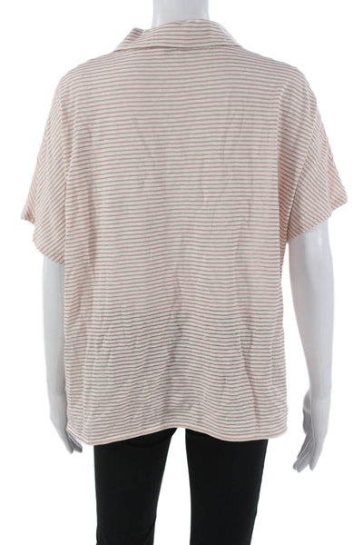 Lafayette 148 New York Womens Pink Striped Polo Top Size L