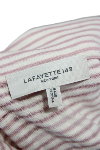Lafayette 148 New York Womens Pink Striped Polo Top Size L