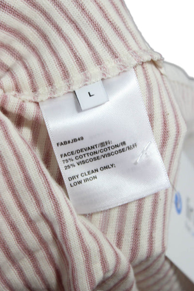 Lafayette 148 New York Womens Pink Striped Polo Top Size L