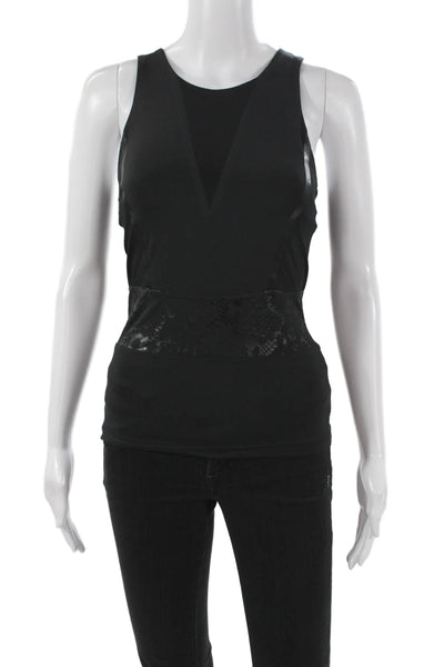 Adidas Stella McCartney Women Black Animal Print V-Neck Tank Size XS