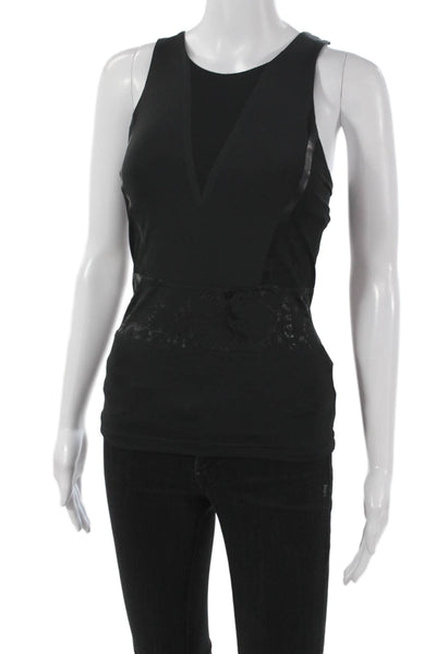 Adidas Stella McCartney Women Black Animal Print V-Neck Tank Size XS