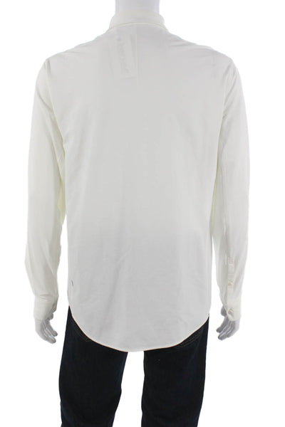 Lululemon Mens Button Front Long Sleeve Collared Pocket Shirt White Size Medium