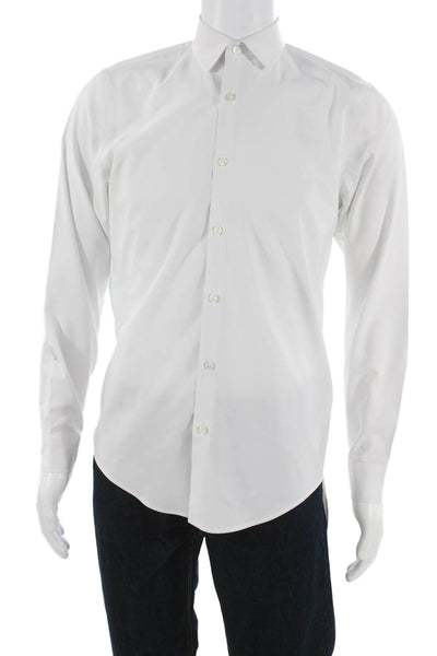 Zara Mens Button Front Long Sleeve Collared Lightweight Shirt White Size Small