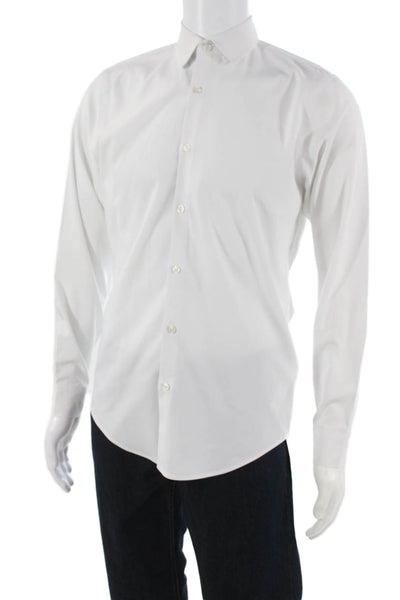 Zara Mens Button Front Long Sleeve Collared Lightweight Shirt White Size Small