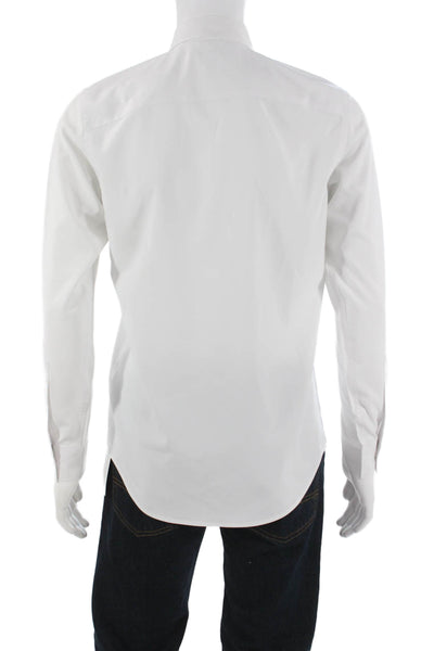 Zara Mens Button Front Long Sleeve Collared Lightweight Shirt White Size Small